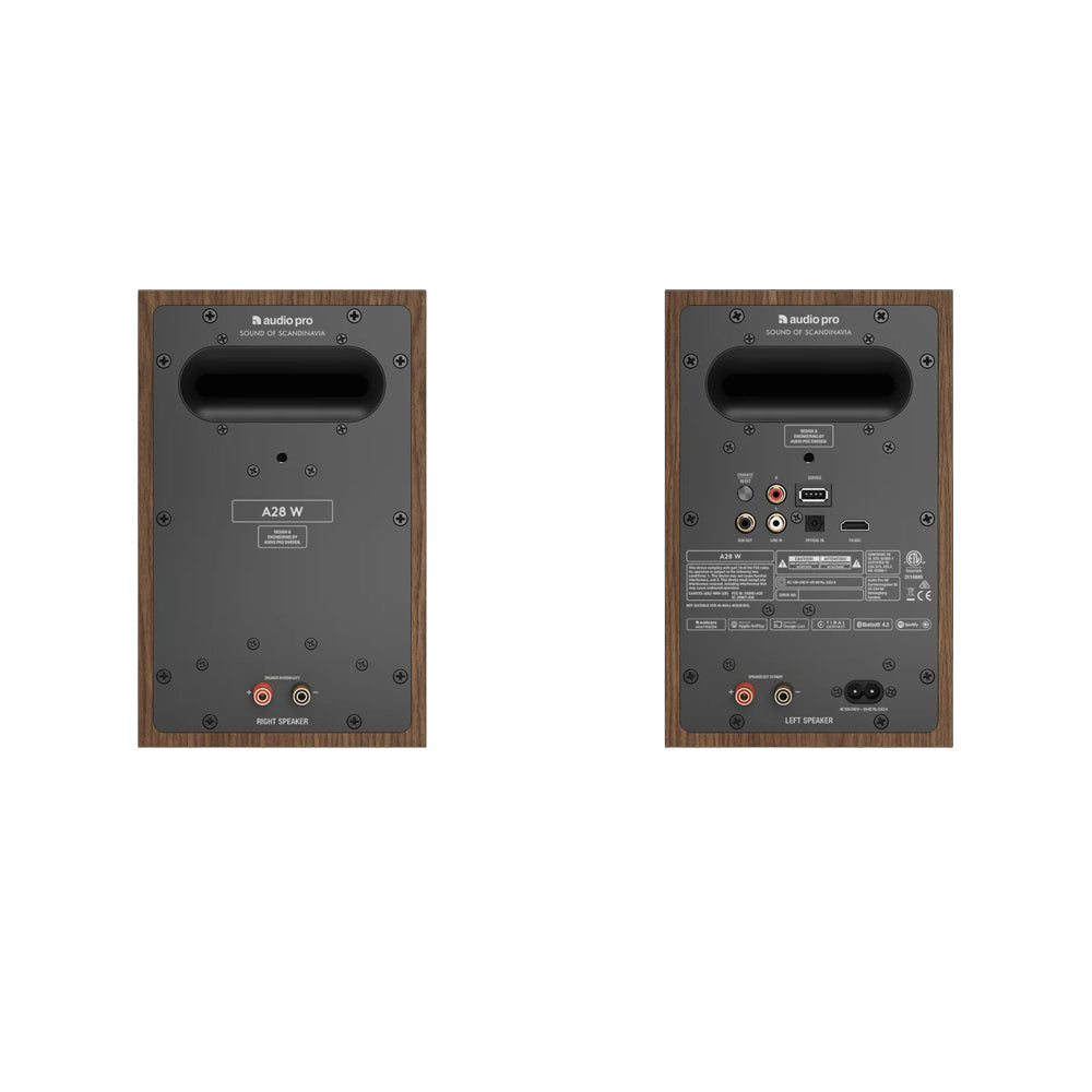 Audio Pro A28 W Wireless Multiroom Active Bookshelf Speakers Pair - Walnut