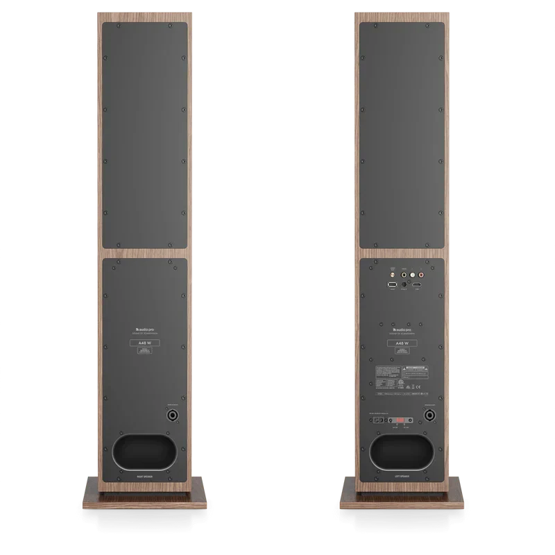 Audio Pro A48 W Wireless Multiroom Bluetooth Floorstanding Speakers Pair Walnut