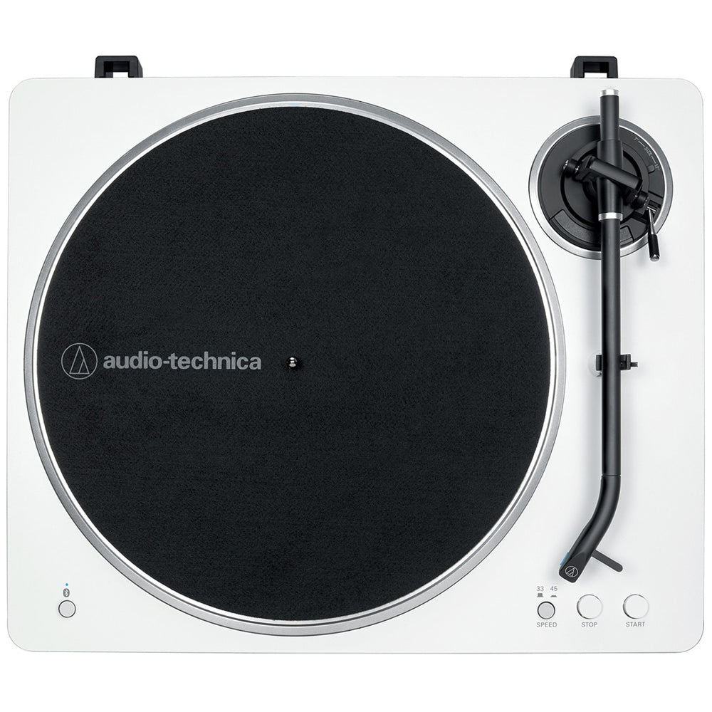Audio Technica AT-LP70XBT Fully Automatic Bluetooth Wireless Turntable with AT-SP3X Powered Bookshelf Speakers HiFi Package White