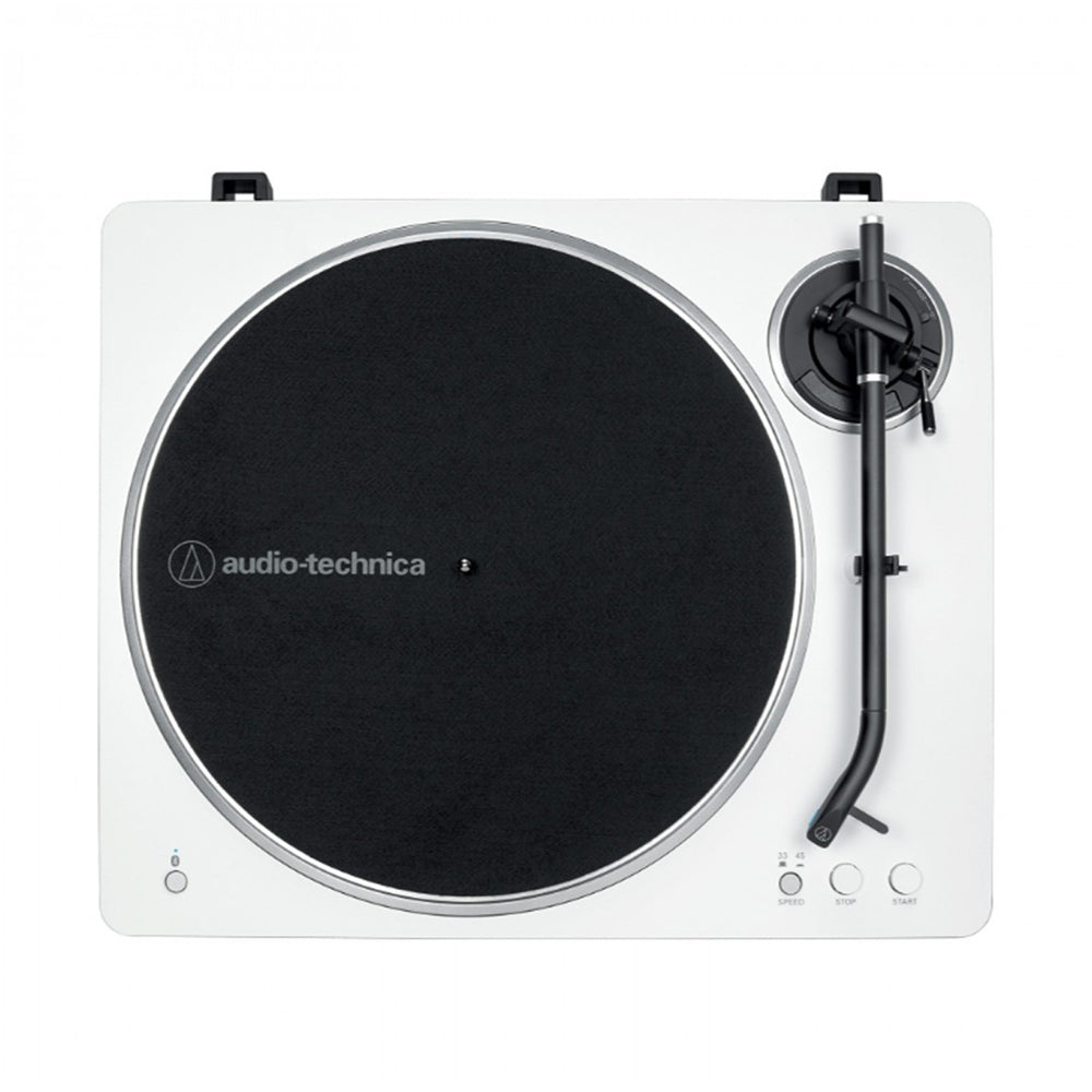 Audio Technica AT-LP70XBT Fully Automatic Bluetooth Wireless Turntable with AT-SP3X Powered Bookshelf Speakers HiFi Package White