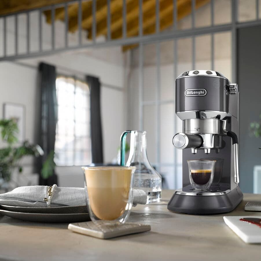 Delonghi EC885.GY Dedica Arte Manual Espresso Coffee maker with new milk frothing function Grey