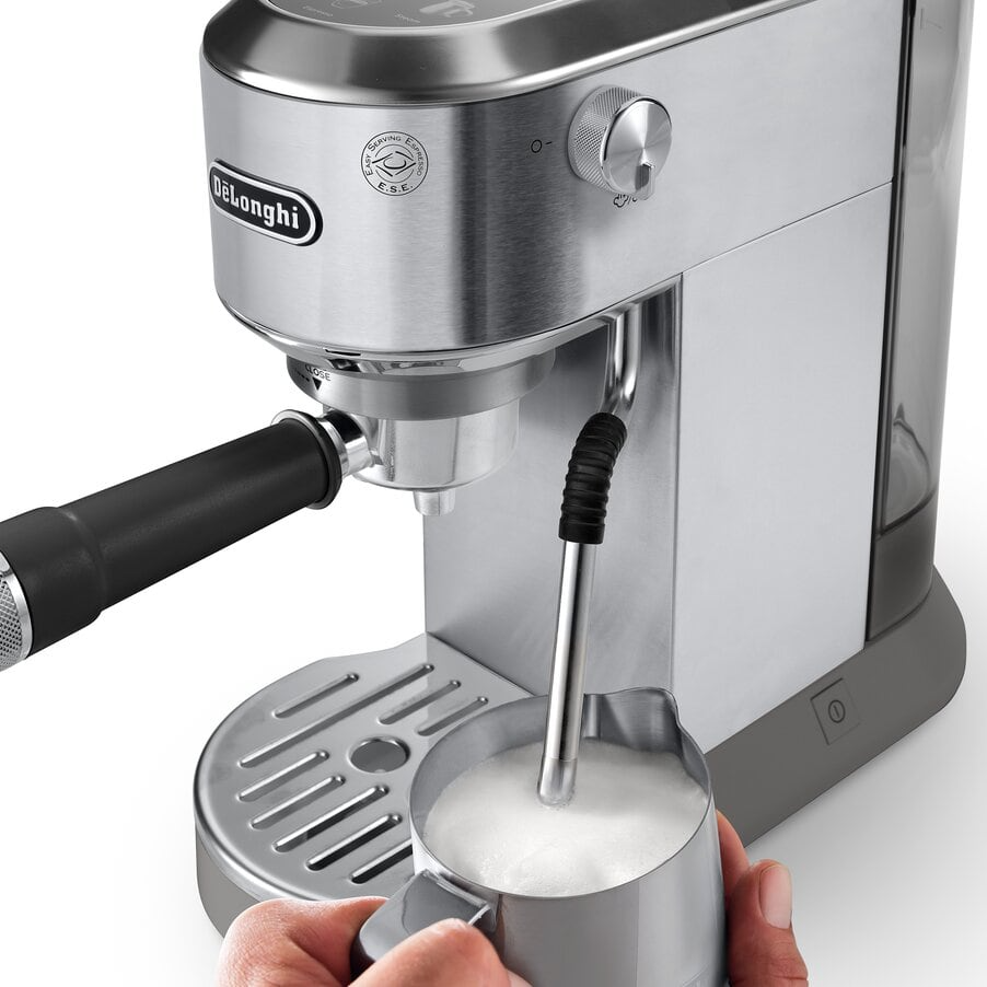 Delonghi EC890.M Dedica Duo with Advanced Milk Steam Wand Manual Espresso Machine Silver