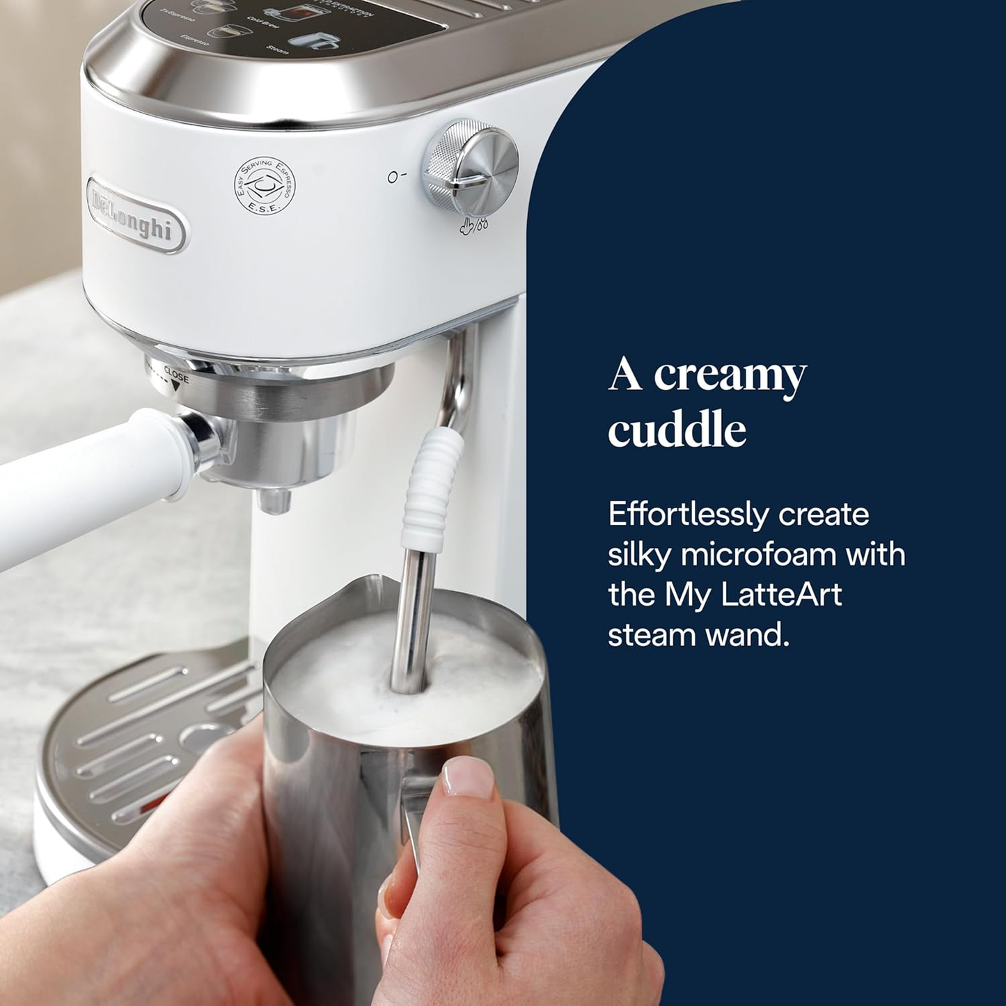 DeLonghi EC890.W Dedica Duo Manual Espresso Coffee Machine with Milk Frother White