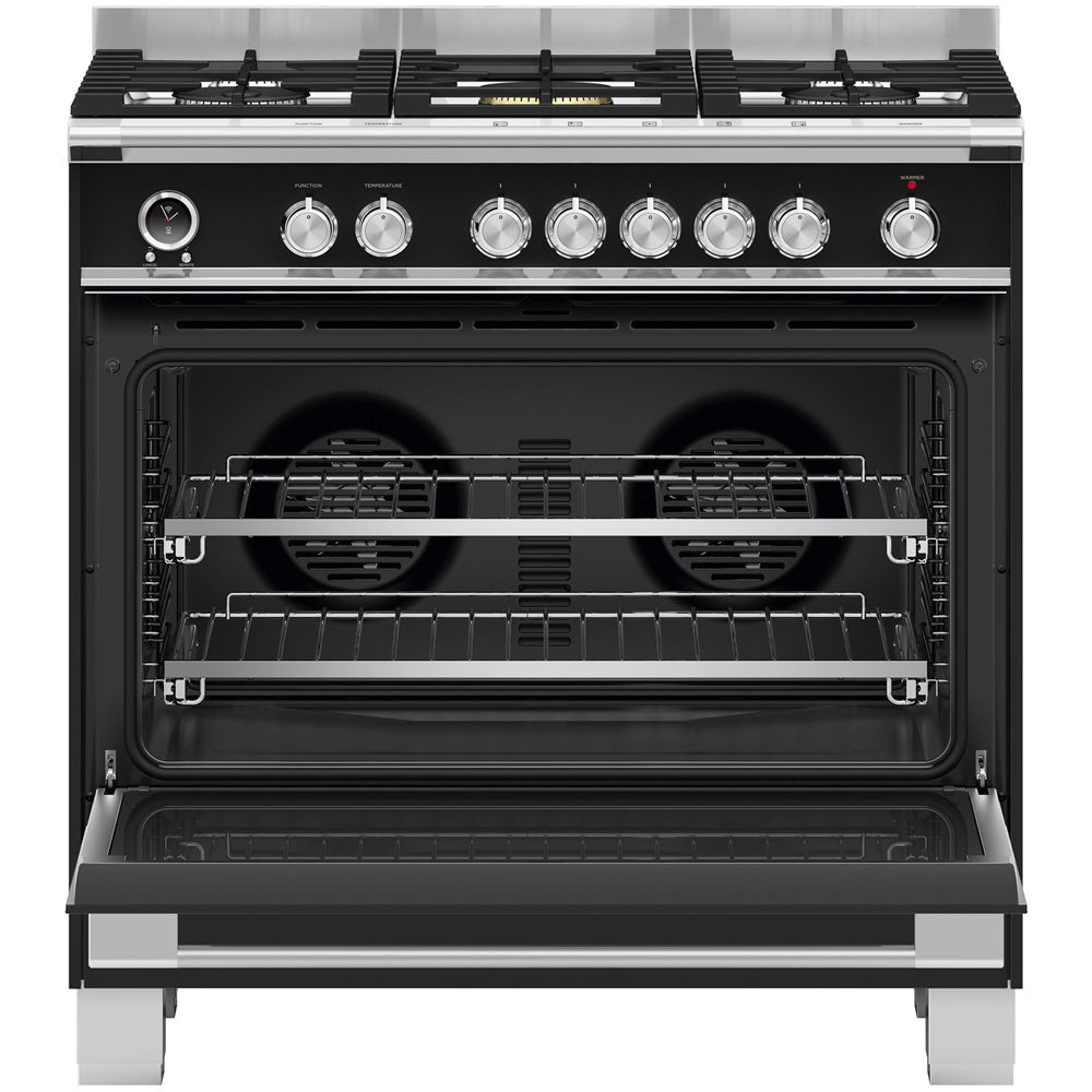 Fisher and Paykel OR90SCG6B1 Classic Single Oven Dual Fuel Range Cooker With Pyrolytic Cleaning Black