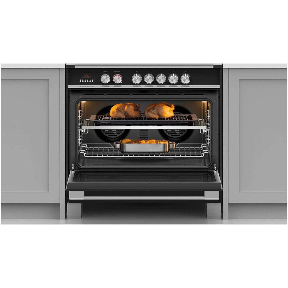 Fisher and Paykel OR90SCI6B1 Series 9 Classic Single Oven Induction Range Cooker With Pyrolytic Cleaning Black