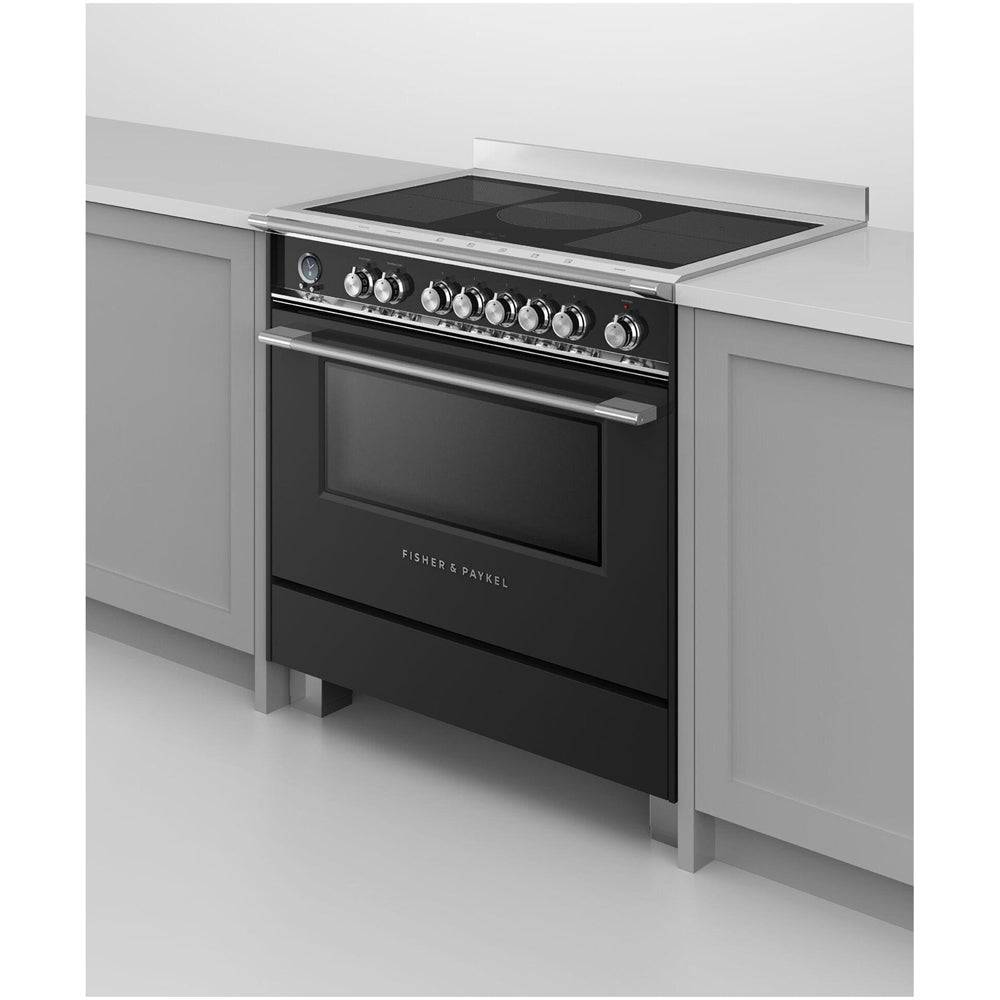 Fisher and Paykel OR90SCI6B1 Series 9 Classic Single Oven Induction Range Cooker With Pyrolytic Cleaning Black