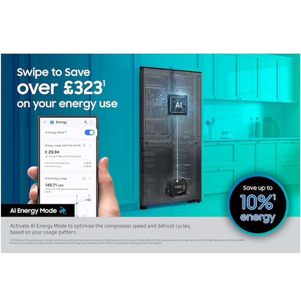 Samsung Series 6 RS70F64KDTEU Bespoke AI SpaceMax Smart American Fridge Freezer Silver