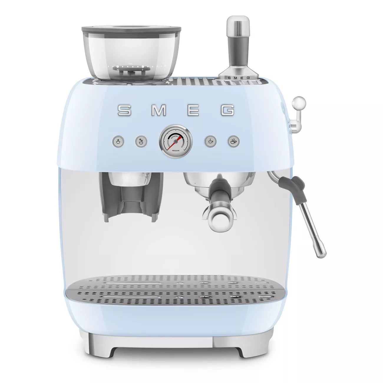 Smeg EGF03PBUK Retro Espresso Coffee Machine with Grinder in Pastel Blue