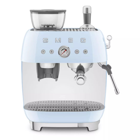 Smeg EGF03PBUK Retro Espresso Coffee Machine with Grinder in Pastel Blue