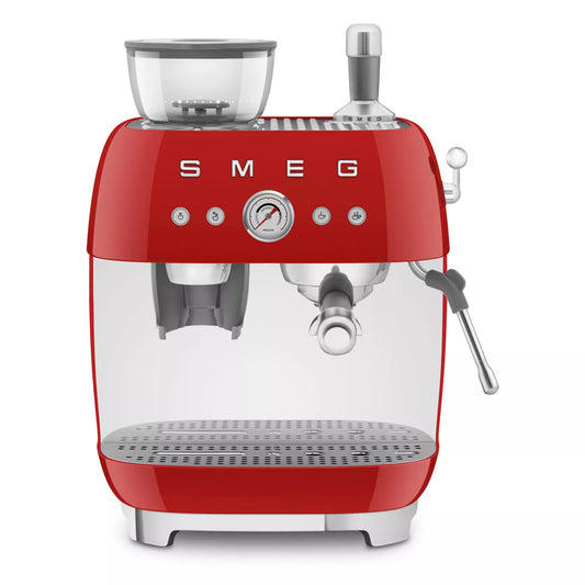 Smeg EGF03RDUK Retro Espresso Coffee Machine with Grinder in Red