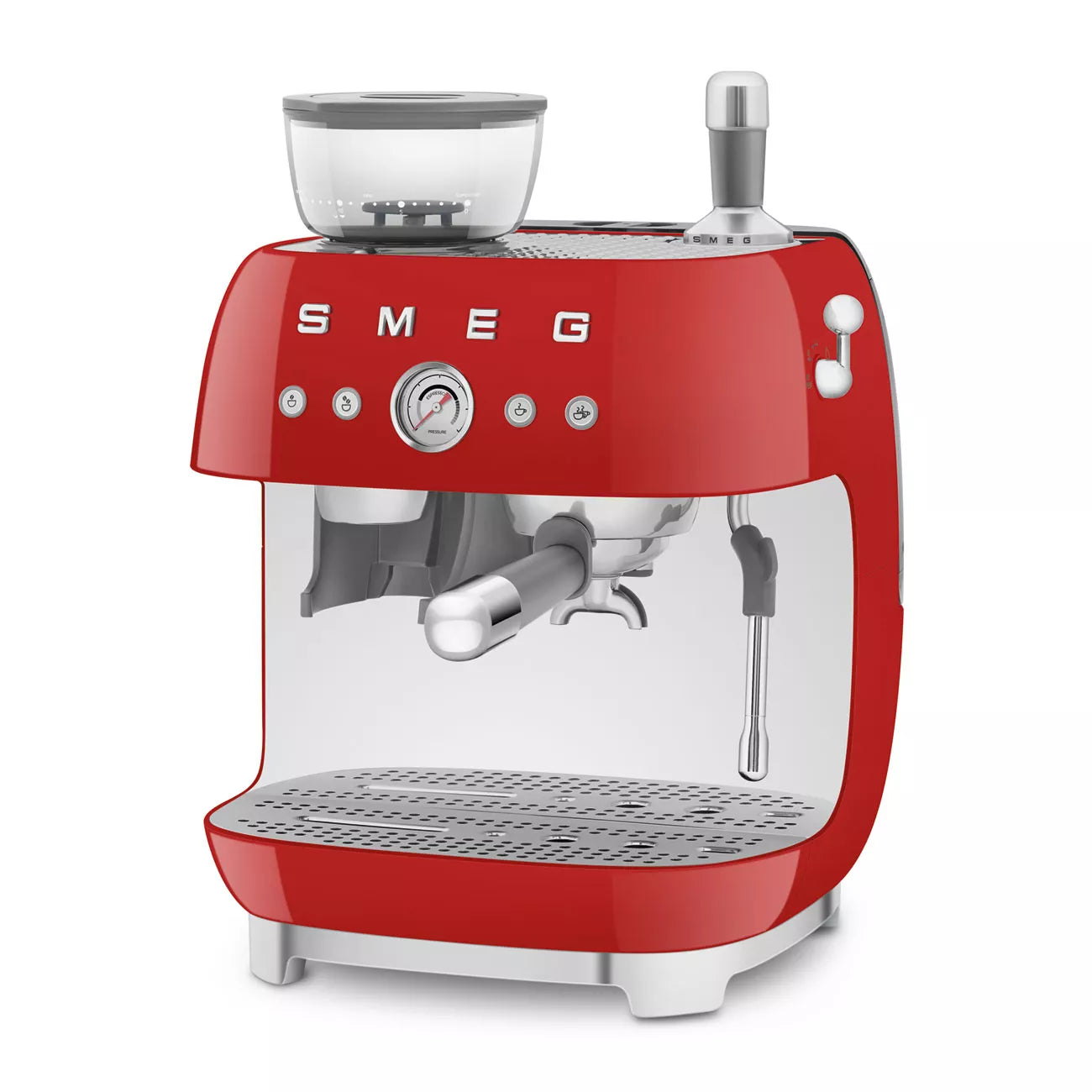 Smeg EGF03RDUK Retro Espresso Coffee Machine with Grinder in Red