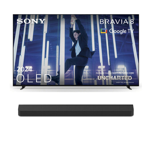 Sony K77XR80PU 77 Inch BRAVIA 8 4K UHD HDR OLED Smart TV with BRAVIA Theatre Bar 8 HTA8000 Soundbar Bundle