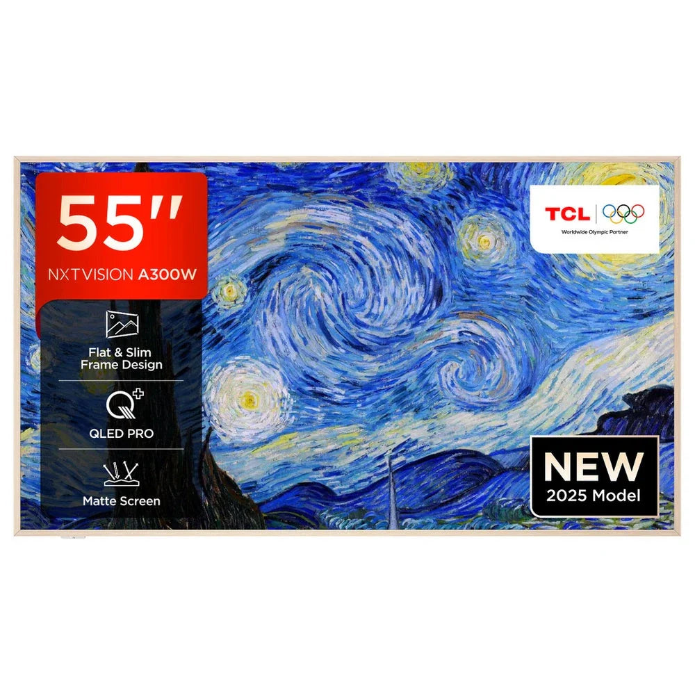 TCL 55A300W-UK 55 Inch NXTVISION A300W 4K Ultra HD QLED PRO HDR Google Frame TV 2025