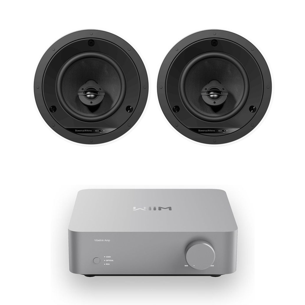 Wiim Vibelink Stereo Amplifier Silver with Bowers & Wilkins CCM664 Ceiling Speakers Pair Bundle