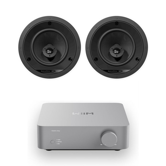 Wiim Vibelink Stereo Amplifier Silver with Bowers & Wilkins CCM664 Ceiling Speakers Pair Bundle