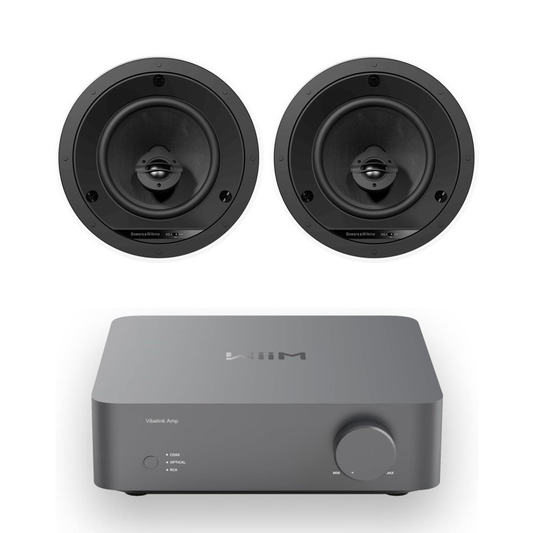 Wiim Vibelink Stereo Amplifier Space Grey with Bowers & Wilkins CCM664 Ceiling Speakers Pair Bundle